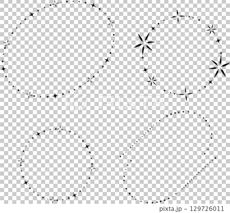 星とおしゃれな飾りでできた円・丸フレームイラスト素材 129726011