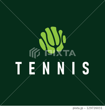 Tennis logo design concept simple black silhouette tennis sport with ball and tennis racket design for brand product illustration template Tennis logo design concept simple black silhouette tennis sport with ball and tennis racket design for brand product illustration template 129726031