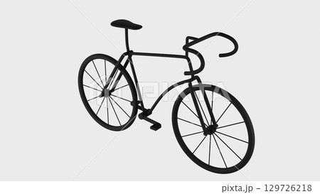 スポーツ自転車の3D画、モノトーン、白背景 スポーツ自転車の3D画、モノトーン、白背景 129726218