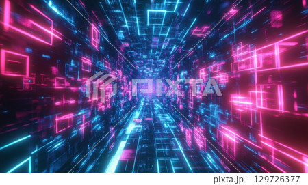 Neon Cyber Tunnel 129726377