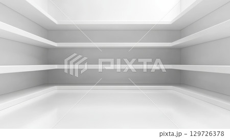 Empty White Room with Shelves 129726378