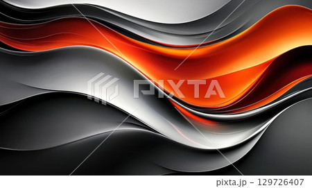 Abstract Orange and Gray Waves 129726407