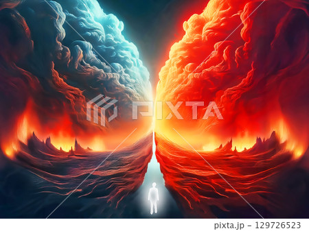 炎が渦巻く抽象的な背景 129726523