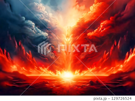 炎が渦巻く抽象的な背景 129726524