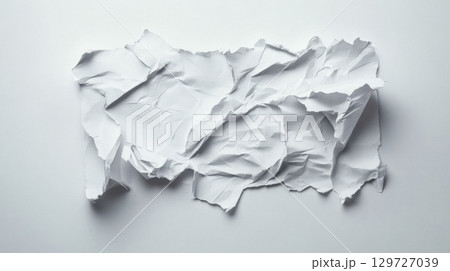 Crumpled White Paper Texture 129727039
