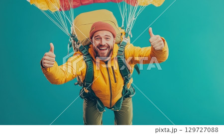 Happy Skydiver Giving Thumbs Up 129727088