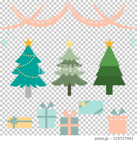 Christmas tree and present illustration set 129727401