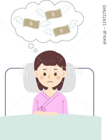 入院費用に悩む女性 入院費用に悩む女性 129727845