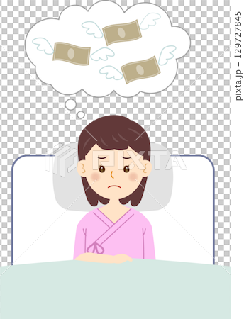 入院費用に悩む女性 入院費用に悩む女性 129727845