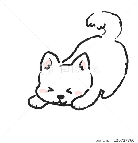 おしりをあげて嬉しそうな茶柴のイラスト　犬のイラスト 129727860