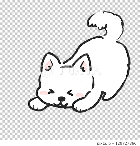 おしりをあげて嬉しそうな茶柴のイラスト　犬のイラスト 129727860