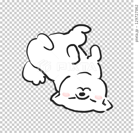 Illustration of a Shiba Inu lying on its back. Illustration of a dog. 129727862