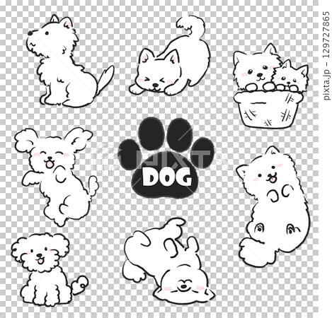 各種狗狗的可愛姿勢集插圖 129727865