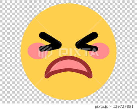 アチャーとばつの悪そうな黄色い丸顔アイコンイラスト素材 アチャーとばつの悪そうな黄色い丸顔アイコンイラスト素材 129727881
