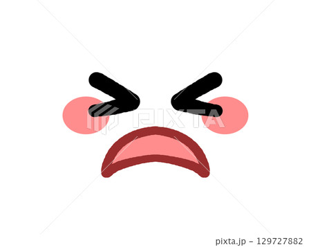 アチャーとばつの悪そうな黄色い丸顔アイコンイラスト素材 129727882