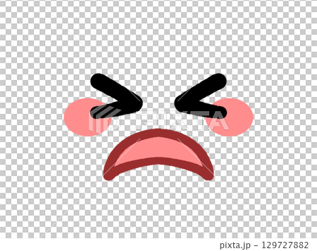 アチャーとばつの悪そうな黄色い丸顔アイコンイラスト素材 129727882