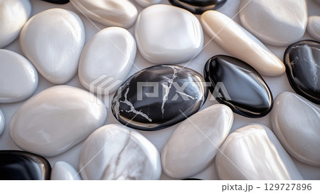 Abstract pattern gravel stones smooth glossy texture marble polished modern background 129727896