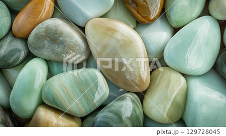 Abstract pattern grey gravel stones smooth glossy texture marble polished modern background 129728045