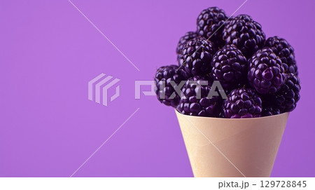 Blackberry fruit on paper grocery wrap eco friendly recycle no plastic Blackberry fruit on paper grocery wrap eco friendly recycle no plastic 129728845