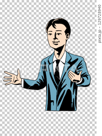 Businessman speaking with hand gestures 129728940