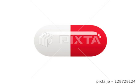 Red and white medical pill, created with AI, PNG 129729124