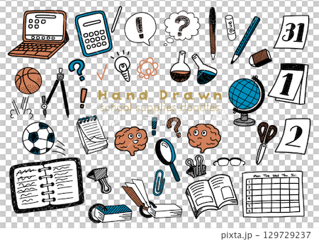 Stationery doodle illustration 129729237