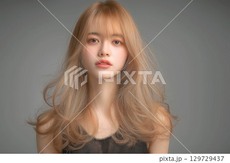 美しいブロンドヘアの女性・ヘアカラー「AI生成画像」 129729437