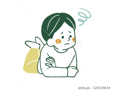 困っているうつ伏せの男性-4色 困っているうつ伏せの男性-4色 129729819