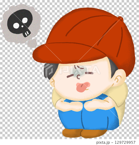 孩子在戶外感覺不舒服的插圖 129729957