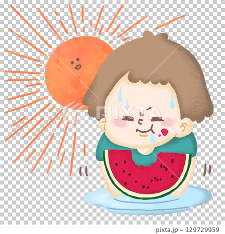 吃西瓜的男孩 129729959
