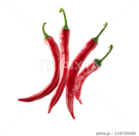 Red hot pepper levitates on a white background Red hot pepper levitates on a white background 129730099