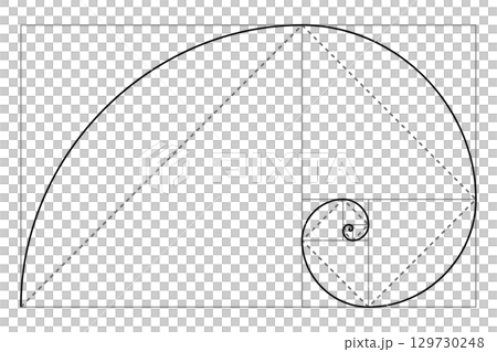 黄金比とフィボナッチ螺旋 図解デザイン 129730248