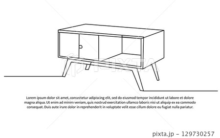 One row of tables. Minimal abstract continuous lines. 129730257
