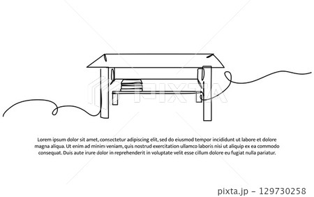 One row of tables. Minimal abstract continuous lines. 129730258