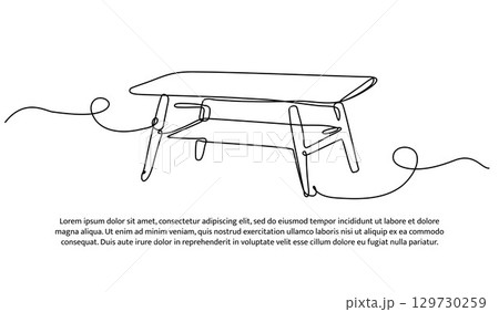 One row of tables. Minimal abstract continuous lines. 129730259