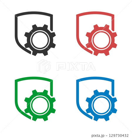 Shield Line Gear Logo Template Illustration Design. Vector EPS 10. 129730432