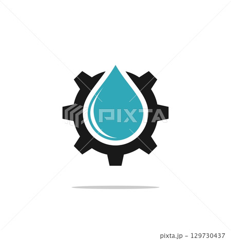 Drop Water Gear Logo Template Illustration Design. Vector EPS 10. 129730437