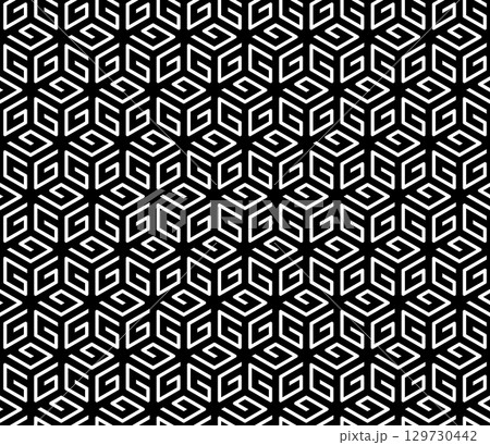 Abstract geometric pattern. A seamless vector background. White and black ornament. Graphic modern pattern. Simple lattice graphic design. 129730442