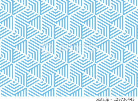 Abstract geometric pattern with stripes, lines. Seamless vector background. White and blue ornament. Simple lattice graphic design 129730443