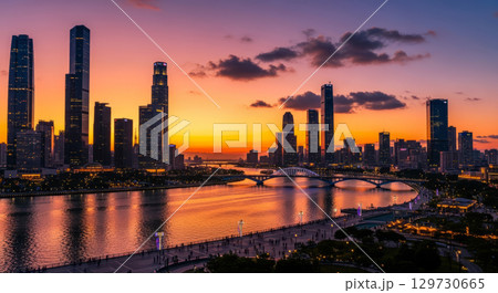 City at sunset 129730665