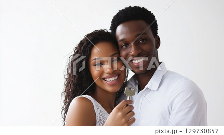 Happy Couple Holding House Keys 129730857