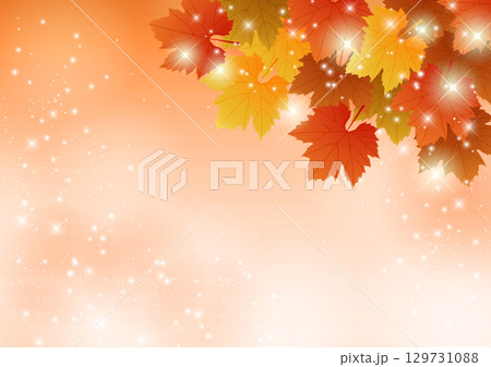 秋、西洋楓、紅葉背景、イラスト、かわいい、片側 129731088