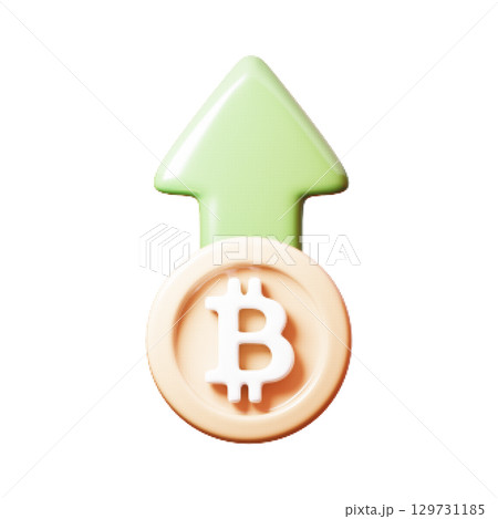 Vector icon of bitcoin symbol on green arrow pointing up. Cryptocurrency growth concept with halftone texture. Isolated illustration for market profit and financial increase themes. Vector icon of bitcoin symbol on green arrow pointing up. Cryptocurrency growth concept with halftone texture. Isolated illustration for market profit and financial increase themes. 129731185