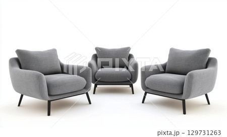 Three Modern Grey Armchairs 129731263