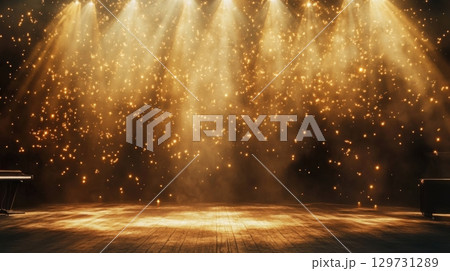 Golden Stage Spotlight with Sparkling Dust Golden Stage Spotlight with Sparkling Dust 129731289