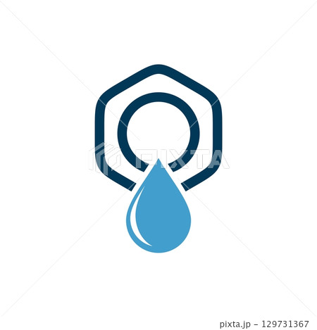 Drop Water and Hexagon Shape for Plumbing Logo...のイラスト素材 [129731367 ...