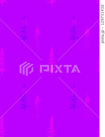 Fireweed, Ivan-tea, Epil bium - meadow grass, flower, honey plant. Seamless textile pattern on a bright pink background. Floral pattern for summer dress fabrics, viscose, silk 129731438