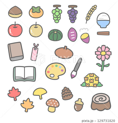 楽しい秋のイラストセット 129731820
