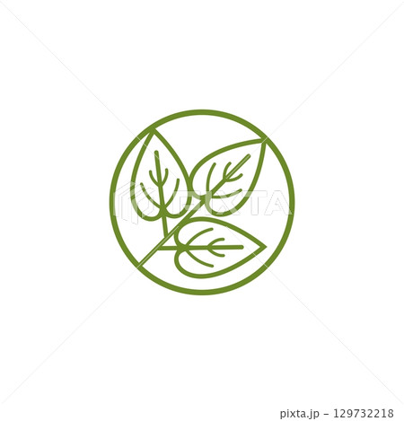 Circle Green Leaves Logo Template Illustration Design. Vector EPS 10. 129732218