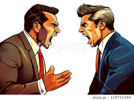言い争うビジネスマンの3dイラスト 129732344